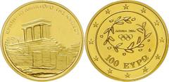 Ausländische Goldmünzen und -medaillen Griechenland Republik 1973 bis heute. Republik 1973 bis heute. 100 Euro 2004 auf die Olympischen Sommerspiele in Athen. Palast von Knossos. 10 g. Feingold. KM 19