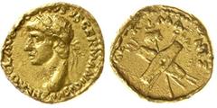 Römische Goldmünzen Kaiserzeit Nero Claudius Drusus Vater des Claudius. Nero Claudius Drusus Vater des Claudius. Aureus 41/42 Lugdunum. NERO CLAVDIVS DRVSVS GERMANICVS IMP. Bel. Kopf l./DE GERMANIS. 2
