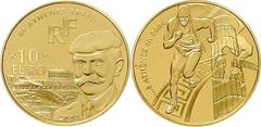 Ausländische Goldmünzen und -medaillen Frankreich 5. Republik seit 1958. 10 Euro Oly. Athen 2003/04 Coubertin/Olympischer Läufer. 1/4 Unze Feingold. KM 1362. Auflage 1635 Ex. Polierte Platte