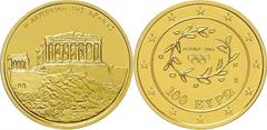 Ausländische Goldmünzen und -medaillen Griechenland Republik 1973 bis heute. 100 Euro 2004 auf die Olympischen Sommerspiele in Athen. Akropolis. 10 g. Feingold. KM 204, Schön 159. Mit Zertifikat. Poli