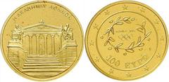 Ausländische Goldmünzen und -medaillen Griechenland Republik 1973 bis heute. 100 Euro 2004 auf die Olympischen Sommerspiele in Athen. Akademie von Athen. 10 g. Feingold. KM 207, Schön 160. Mit Zertifi