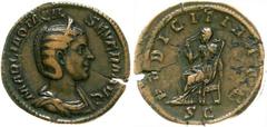 Römische Münzen Kaiserzeit Aquilia Severa 2. Gattin des Elagabal. Aquilia Severa 2. Gattin des Elagabal. Sesterz 220. Drap. Brb. r./PVDICITIA SC. Pudicitia sitzt l. RIC 209a. sehr schön/vorzüglich, Sc