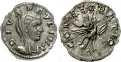 Römische Münzen Kaiserzeit Paulina gest. 236, Gattin des Maximinus Thrax. Paulina gest. 236, Gattin des Maximinus Thrax. Antoninian, posthum 236/238. DIVA PAVLINA. Verschleierte Büste r./CONSECRATIO. 