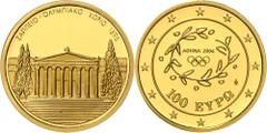 Ausländische Goldmünzen und -medaillen Griechenland Republik 1973 bis heute. 100 Euro 2004 auf die Olympischen Sommerspiele in Athen. Zappeion. 10 g. Feingold. KM 201, Schön 158. In Kapsel. Polierte P