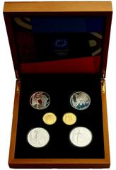 Ausländische Goldmünzen und -medaillen Griechenland Republik 1973 bis heute. Republik 1973 bis heute. Gedenkmünzensatz 6 Stück zur Olympiade 2004 auf die Olympischen Sommerspiele in Athen. 100 Euro Go