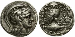 Altgriechische Münzen Attika Athen Tetradrachme 'neuer Stil' 119/118 v. Chr. Magistraten Dionysios und Dionysios Aristos Beizeichen Helios in Quadriga v.v. Thompson 567 sehr schön