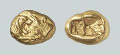 Kings of Lydia. Croesus. Trite (AV, 2.684g), Sardes, ca. 560-546 BC. Walburg II, 3. Rare denomination. Lightly toned. Extremely fine. Privately purchased from Tradart, 1980s