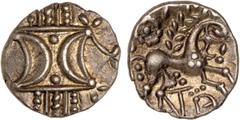 World Coins Great Britain. Celtic. Iceni. Antedios (c.AD 10-30?). Sliver Unit. Obv. Two opposed crescents. Rev. Horse right, ANTED, 1.18g (S.441). As struck, choice original toned example. In NGC hold