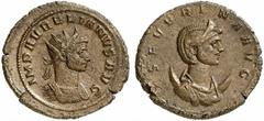ROMAN COINS ROMAN EMPIRE AURELIANUS, 270-275 With his wife Severin a. Sestertius, 275. AE 14.05 g. IMP AVRELIANVS AVG Radiate bust r. Rev. SEVERINA AVG Draped bust with stephane r. on crescent. BN XII