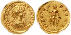 Ancient Coins Caracalla. Gold Aureus (7.14 g), AD 198-217 Laodicea ad Mare, AD 198. IMP CAE M.-AVR ANT AVG, youthful, laureate, and cuirassed bust of Caracalla right, aegis on the breastplate. Reverse