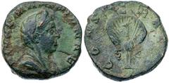 Ancient Coins Diva Mariniana. Æ Sestertius (16.15 g), died before AD 253 Rome, AD 253/4. DIVAE MARINIANAE, diademed, veiled and draped bust of Mariniana right. Reverse: CONSECRATIO around, S C across 