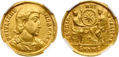 Ancient & World Coins Julian II, as Caesar (AD 355-360). Gold Solidus (4.42 g). Antioch, 6th officina. DN IVLIANV-S NOB CAES, Bare-headed, draped and cuirassed bust right. Reverse: GLORIS.-REI-PVBLICA