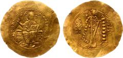Ancient & World Coins Alexius I Comnenus (1081-1118). Gold Hyperpyron (4.36 g). Constantinople, struck 1092/3-1118. Christ Pantokrator enthroned facing, barred IC XC across upper field. Reverse: Alexi