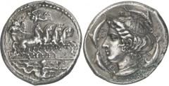The Prospero Collection of Ancient Greek Coins. SICILY. Syracuse , Dionysios I (c.405-367 B.C.), Silver Tetradrachm, 16.91g,. Obverse die signed by Euth..., reverse die signed by Phrygillos, struck c.
