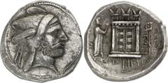 The Prospero Collection of Ancient Greek Coins. KINGDOM OF PERSIS. Bagadat (early-mid 3rd century B.C.), Silver Tetradrachm, 16.85g,. Head facing to right, wearing a kyrbasia with the flaps tied up, a