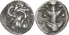 The Prospero Collection of Ancient Greek Coins. KYRENAIKA. Kyrene (c.400 B.C.), Silver Tetradrachm, 13.16g,. Head of Zeus Ammon, facing three-quarters to right, wearing a laurel-wreath and a ram’s hor