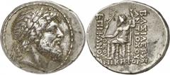 ANCIENT COINS. GREEK. Kingdom of Syria, Seleucid Kings, Antiochos IV Epiphanes (175-164 B.C.), Silver Tetradrachm, 16.66g, 12h. Mint of Antioch, struck 168 B.C. Head of bearded Zeus facing right, wear