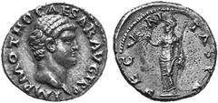 ANCIENT COINS ROMAN COINS IMPERIAL COINAGE OTHO, 69 No.: 279 Estimate: $ 2500 d=18 mm Denarius. AR 3.35 g. IMP M OTHO CAESAR AVG TR P Bare head r., hair in curls. Rev. SECV-RI-TAS PR Securitas, draped