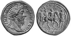 ANCIENT COINS ROMAN COINS IMPERIAL COINAGE MARCUS AURELIUS Augustus, 161-180 No.: 316 Estimate: $ 1500 d=33 mm Sestertius, 169-170. AE 28.51 g. M ANTONINVS - AVG TR P XXIIII Laureate and bearded head 