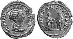 ANCIENT COINS ROMAN COINS IMPERIAL COINAGE PLAUTILLA, his wife No.: 337 Estimate: $ 130 d=21 mm Denarius, 202. AR 3.39 g. PLAVTILLAE AVGVSTAE Draped bust r., hair in horizontal waves and tied up in ch