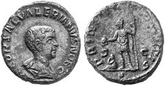 ANCIENT COINS ROMAN COINS IMPERIAL COINAGE SALONINUS, their younger son No.: 389 Estimate: $ 850 d=23 mm As Caesar. As, 257-258. AE 7.55 g. LIC COR SAL VALERIANVS NOB C Draped, bareheaded bust r., see