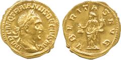 ANCIENT COINS. Roman Coins. Mint of Rome unless otherwise stated. Trajan Decius (A.D. 249-251), Gold Aureus, 3.94g, 12h.Struck A.D. 249-251. IMP C M Q TRAIANVS DECIVS AVG , bust of Trajan Decius facin