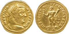 ANCIENT COINS. Roman Coins. Mint of Rome unless otherwise stated. Ga lerius (A.D. 305-311), Gold Aureus, 5.49g, 6h.Mint of Aquileia.Struck A.D. 305-306. MAXIMIANVS P F AVG , head of Maximian facing ri