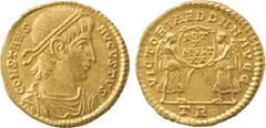 ANCIENT COINS. Roman Coins. Mint of Rome unless otherwise stated. Constans (A.D. 337-350), Gold Solidus, 4.47g, 6h.Mint of Treveri.Struck A.D. 347-348. CONSTANS AVGVSTVS , bust of Constans facing righ