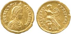 ANCIENT COINS. Roman Coins. Mint of Rome unless otherwise stated. G alla Placidia (daughter of Theodosius I, mother of Valentinian III), Gold Solidus, 4.51g, 6h.Mint of Ravenna.Struck A.D. 422. D N GA