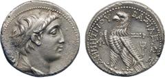 ANCIENT COINS, GREEK COINS, Kingdom of Syria, Demetrios II (first reign, 146-138 BC), Silver Tetradrachm, 14.28g, 11h. Mint of Berytos, struck 146-145 BC. Bust of Demetrios II facing right, diademed a