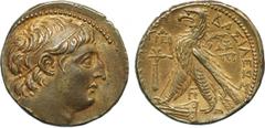 ANCIENT COINS, GREEK COINS, Kingdom of Syria, Antiochos VII (138-129 BC), Silver Tetradrachm, 12.84g, 12h. Mint of Tyre, struck 133/2 BC. Head of Antiochos VII facing right, diademed. Rev. BA Σ I Λ E 