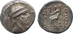 ANCIENT COINS, The David Sellwood Collection of Parthian Coins , Arta banus II (127-126 BC), Silver Tetradrachm, 15.99g, 1h. Minted at Seleucia on the Tigris. Diademed and long bearded bust right, ree