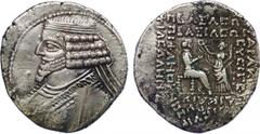 ANCIENT COINS, The David Sellwood Collection of Parthian Coins , Phraates IV (38/7-2 BC), Silver Tetradrachm, 13.74g, 12h. Overstruck on S55.7-9 Tetradrachm of Tiridates (c. October 31 - April 26 BC, 