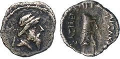 ANCIENT COINS, The David Sellwood Collection of Parthian Coins , Mithradates I (164-132 BC), Silver Obol, 0.72g, 7h. Minted at Ecbatana. Diademed and bearded bust right, reel-and-pellet border. Rev. L