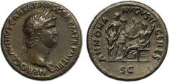 ANCIENT COINS , ROMAN COINS, Nero (AD 54-68), Æ Sestertius, 28.36g, 6h. Mint of Rome, struck c. AD 64. NERO CLAVDIVS CAESAR AVG G ER P M TR P IMP P P , bust facing right, laureate, wearing and aegis. 