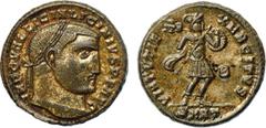 ANCIENT COINS , ROMAN COINS, Licinius I (AD 308-324), Æ Follis, 6.01g, 6h. Mint of Nicomedia, struck c. AD 311. IMP C VAL LICIN LICINIVS P F AVG , head facing right, laureate. Rev. VIRTVTI E-XERCITVS 
