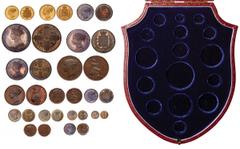 WORLD COINS, GREAT BRITAIN Vi ctoria (1837-1901). Proof Set, 1853, consisting of 16 coins. Gold Sovereign. Gold Half-Sovereign. Silver Gothic Crown, with ‘Septimo’ edge. Silver Halfcrown, Florin, Shil