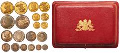WORLD COINS, GREAT BRITAIN Victoria (1837-1901). Proof Set, 1893, consisting of 10 coins. Old “widow” head issue. Gold Five Pounds, Two Pounds, Sovereign and Half-Sovereign. Silver Crown, Halfcrown, F