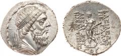 ANCIENT COINS, KINGS OF PARTHIA, Parthian Kingdom. Mithradates I (164-132 BC). Silver Tetradrachm, 15.02g, Seleukeia on the Tigris, SE 173 (140/39 BC). Diademed and bearded bust of Mithradates I right