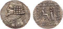 ANCIENT COINS, KINGS OF PARTHIA, Parthian Kingdom. Phraates IV (38/7-2 BC). Billon Tetradrachm, 14.74g, Seleukeia on the Tigris, Apellaios 287 SE (November, 26 BC). Diademed bust of Phraates IV left, 