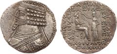 ANCIENT COINS, KINGS OF PARTHIA, Parthian Kingdom. Phraates IV (38/7-2 BC). Billon Tetradrachm, 14.91g, Seleukeia on the Tigris, Oluos 288 SE (July, 24 BC). Diademed bust of Phraates IV left, wart on 