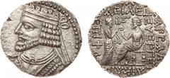 ANCIENT COINS, KINGS OF PARTHIA, Parthian Kingdom. Vologases I (first reign, c. AD 50-54/5). Billon Tetradrachm, 14.52g, Seleukeia on the Tigris, 362 SE (AD 51). Diademed bust of Vologases I left, wea