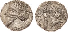 ANCIENT COINS, KINGS OF PARTHIA, Parthian Kingdom. Vologases V (c. AD 191-207/8). Billon Tetradrachm, 13.51g, Seleukeia on the Tigris, 505 SE (AD 193/4). Diademed bust of Vologases V left, hair bundle