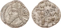 ANCIENT COINS, KINGS OF PARTHIA, Parthian Kingdom. Vologases VI (c. AD 207/8-221/2). Billon Tetradrachm, 7.18g, Seleukeia on the Tigris, 520 SE (A D 208/9). Bust of Vologases VI left, wearing tiara, B