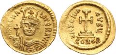 ANCIENT COINS, BYZANTINE, Heraclius (AD 610-641). Gold Solidus, 4.43g, Constantinople, c.610. d N hERAC-LI PER AVI , draped and cuirassed bust of Heraclius facing, wearing plumed helmet, holding cross