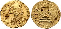 ANCIENT COINS, BYZANTINE, Theodosius III of Adramytium (AD 715-717). Gold Solidus, 4.14g, Rome, 716/7. [D] N ThIO-OSII M AV , crowned bust of Theodosius III facing, wearing loros, holding globus cruci