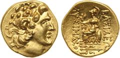 ANCIENT COINS, ANCIENT GREEK, Kingdom of Pontus, Mithradates VI “The Great” (c.120-63 BC). Gold Stater, 8.35g, 12h. Struck in the name of Lysimachos. Mint of Kallatis, struck c. 88-86 BC. Diademed hea
