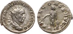 ANCIENT COINS, ROMAN, Aemilian (AD 253). Silver Antoninianus, 3.40g, 1h. Mint of Rome. IMP AEMILIANVS PIVS FEL AVG , radiate, draped, and cuirassed bust facing right. Rev. AP - OL CONSERVAT , Apollo s