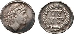 ANCIENT COINS, ROMAN, Constantius II (AD 337-361). Silver Siliqua, 3.24g, 12h. Mint of Antioch, struck AD 337-347. Pearl-diademed head facing right, gazing upwards. Rev. VOTIS / XV / MVLTIS / XX withi