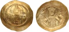 ANCIENT COINS, BYZANTINE, Michael VII, Dukas (AD 1071-1078). Gold Histamenon, 4.42g, 6h. Mint of Constantinople. IC-XC , facing nimbate bust of Christ. Rev. +MIX-AHΛ RACIΛ O Δ , facing bust of emperor